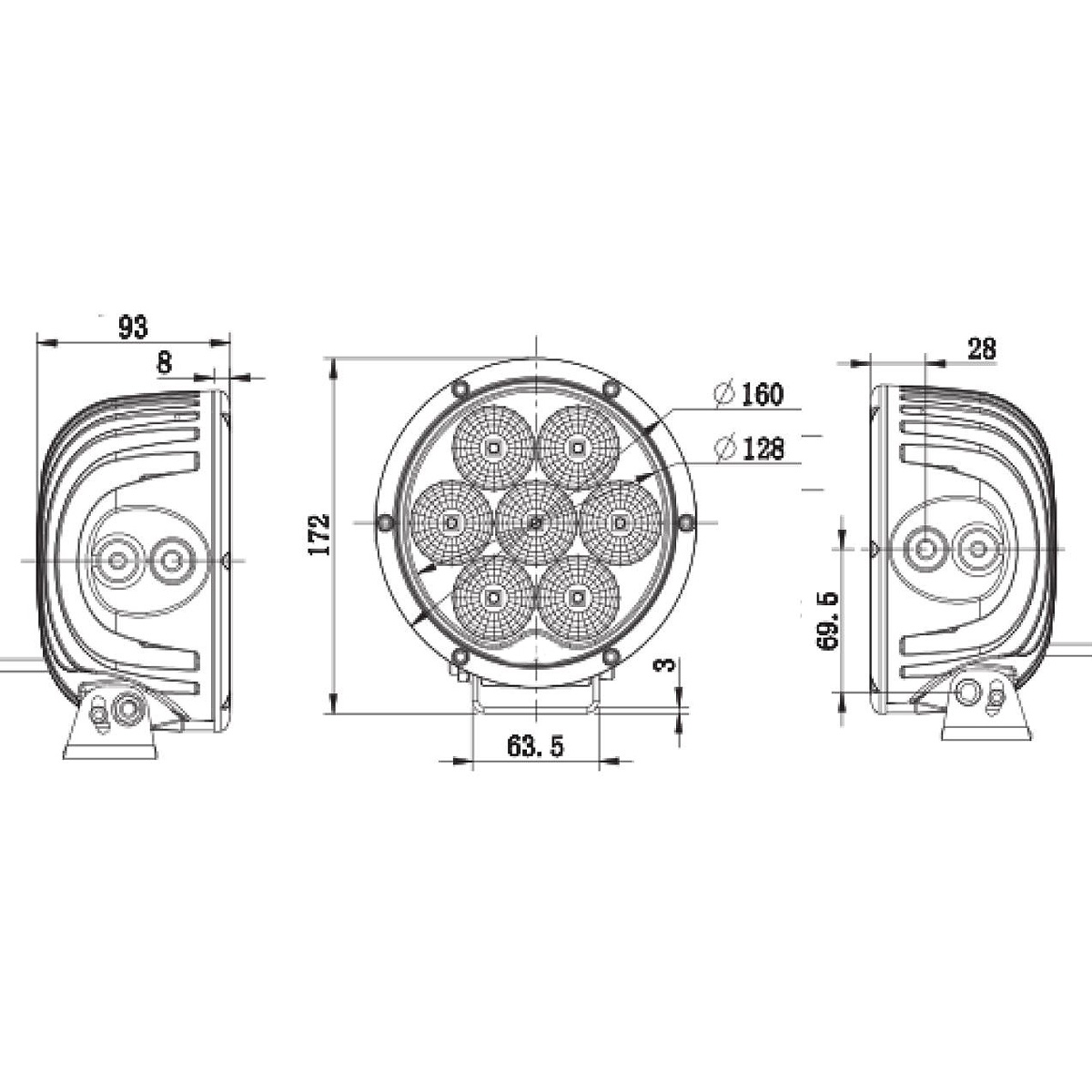 Fernscheinwerfer rund LED