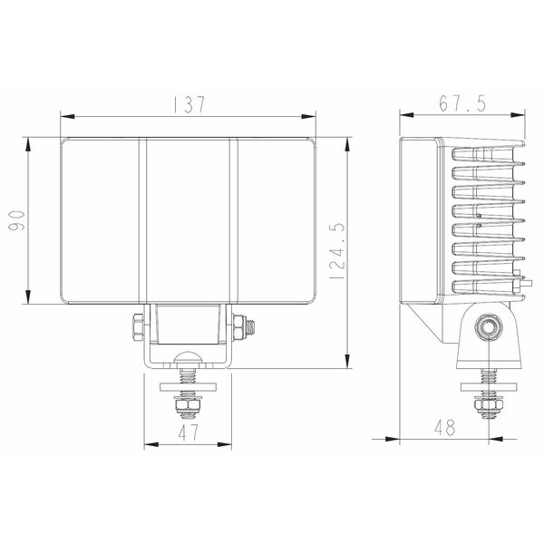 60W Arbeitsscheinwerfer 120° Modell WL120-F ECE