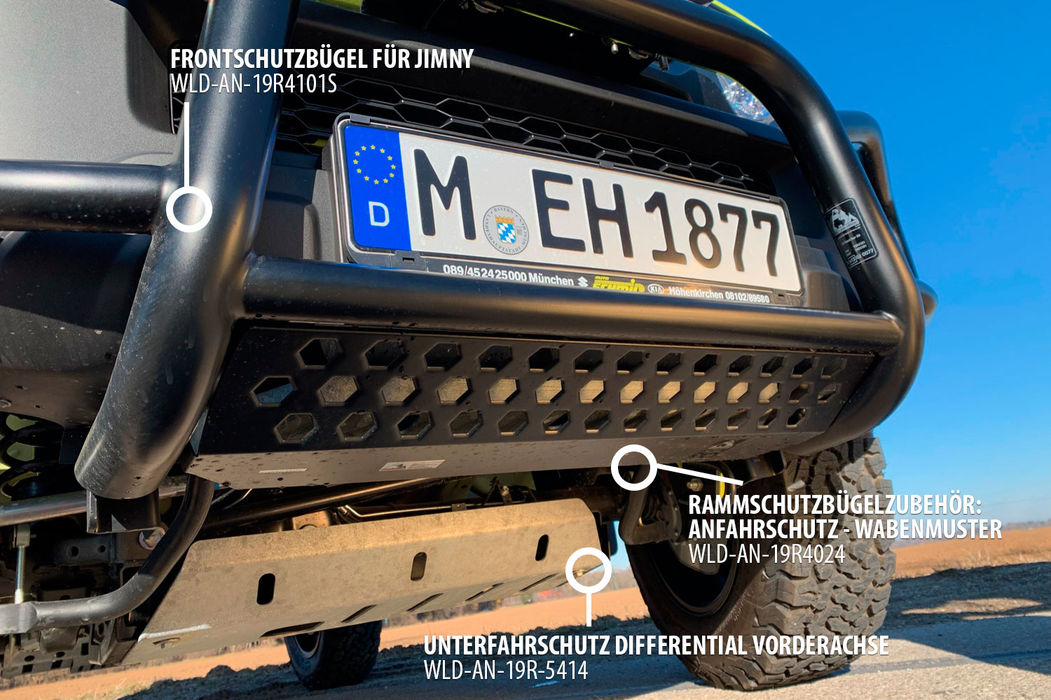 Frontbügel Edelstahl schwarz für Suzuki Jimny GJ HJ ab 2018 Ø63mm EG-,  379,00 €