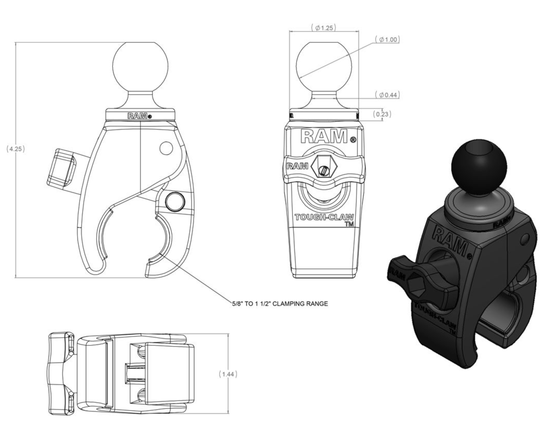 Halteklammer - RAM Mount Tough-Claw